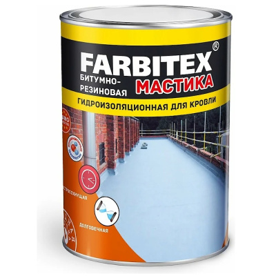 Мастика битумно-резиновая для кровли (8 кг) FARBITEX