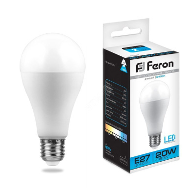 Лампа светодиодная LED 20вт Е27 белый Feron