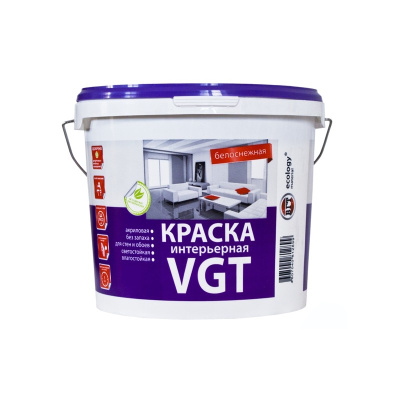 Краска ВД-АК-2180 для потолков белоснежная 7кг (1) "ВГТ"