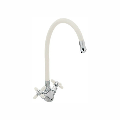 Смеситель для кухни белый гибкий излив R44127-7