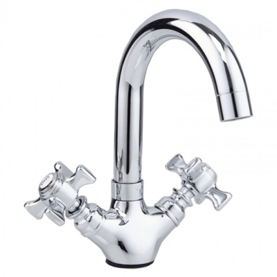 Смеситель д/раковины крем.кран-букса FRAP руч/крест,хром с гайкой F1324 