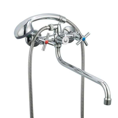 Смеситель ванн керам.кран-букса FRAP встр/диверт,руч/крест, хром F2227-2 