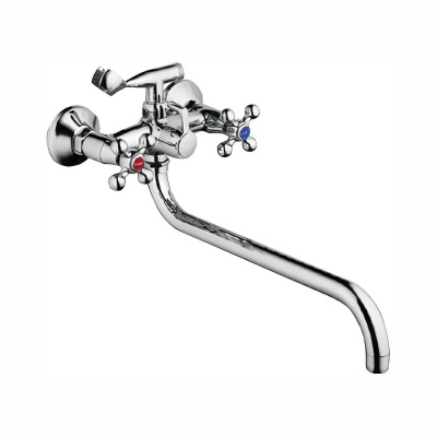 Смеситель для ванн F2619-2 длинный1 поворотный излив, двухвентильный, хром FRAP
