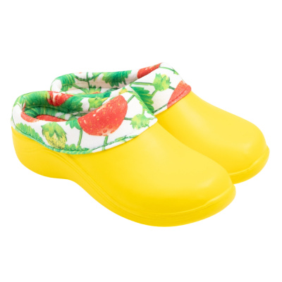 Сабо женские утепленные флисом, арт. 211 ЖУФ, желтый-клубника, р.39/40