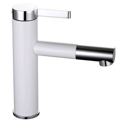 Смеситель для раковины (авиационый алюминий) с поворотным аэратором 360° белый/хром