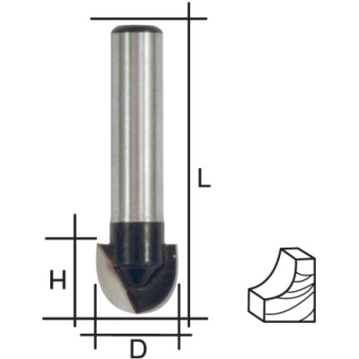 Фреза пазовая галтельная, DxHxL = 16 х 10 х 45 мм