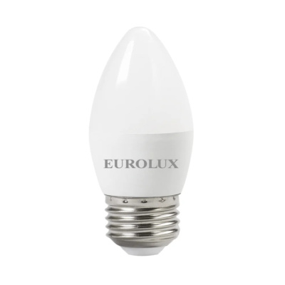 Лампа светодиодная LL-E-C37-6W-230-2,7K-E27 (свеча, 6Вт, тепл., Е27) Eurolux 76/2/9