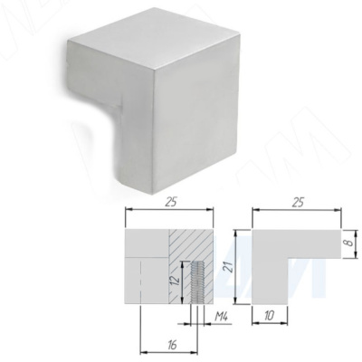 Ручка-кнопка 16мм хром матовый