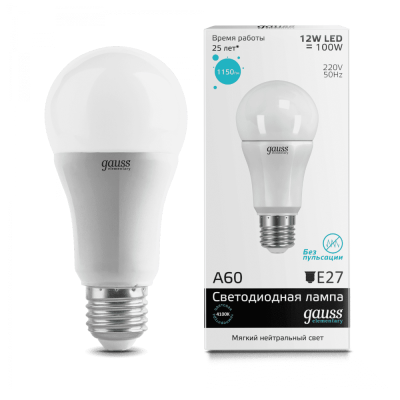 Лампа светодиодная LED 12вт 230в Е27 белый Gauss Elementary