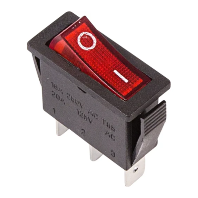 Выключатель клавишный 250V 15А (3с) ON-OFF красный  с подсветкой (RWB-404, SC-791, IRS-101-1C REXANT