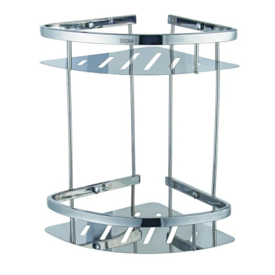 Полка для ванной комнаты двухрусная угловая P380-2 