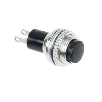 Выключатель-кнопка  металл 220V 2А (2с) (ON)-OFF  D10.2  черная  Mini  (10/5000) 