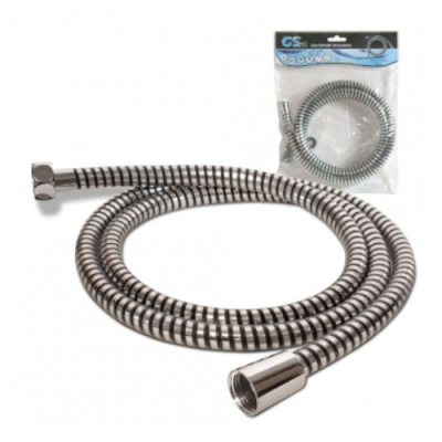 Шланг для душа виниловый 1/2"х1/2" имп./кон. (свободное вращение) в пакете с вешалкой Хром/Черный 20