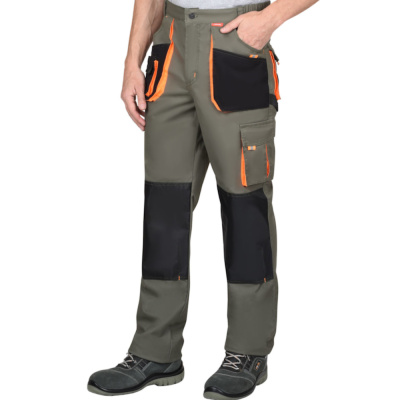 Брюки "СИРИУС-МАНХЕТТЕН" оливковый с оранжевым и черным р.   88-92/182-188