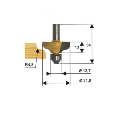 Фреза кром калевочная ф31,8х13мм R4,8мм хв 8мм 00117306   