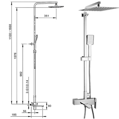 Душевая система/смес.хром G2418