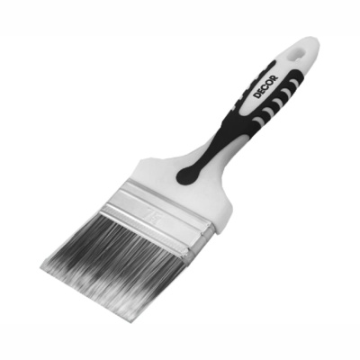 Кисть плоская 1,4" 35х15мм "DECOR" Black White PREMIUM универсальная светл. смеш. щетина 2К ручка