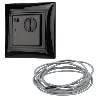 Терморегулятор механический RX-308B черный (совместим с Legrand серии Valena) REXANT