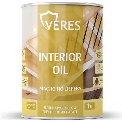 МАСЛО ПО ДЕРЕВУ "INTERIOR OIL" ДЛЯ ВНУТР. И НАРУЖНЫХ РАБОТ СОСНА 1 Л (1/14) "VERES"