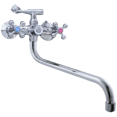Смеситель для ванны двуручный с длинным изливом с шар.перекл. Р2762