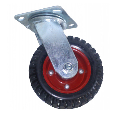 Колесо литая резина КРАСНЫЙ ДИСК, неповорот. 125мм  ЛИТОЕ