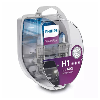 Лампа авт. 12V (+ 60%) H1 55W P14,5s (комплект: 2 шт.) Vision PlusPhilips
