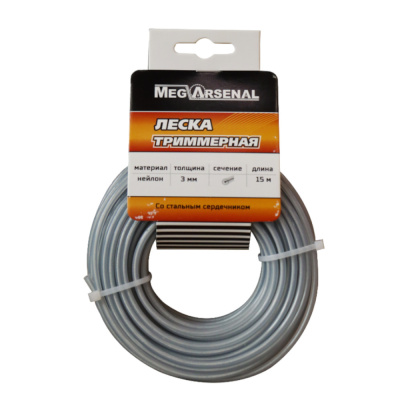 Леска триммерная с металлическим сердечником MegArsenal d3.0 круг L15