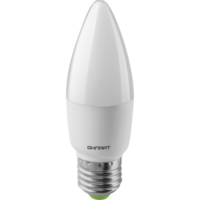 Лампа светодиодная LED 6вт Е27  теплый матовая свеча ОНЛАЙТ