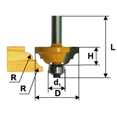 Фреза кром калевочная ф33,3х13мм R4мм хв 8мм