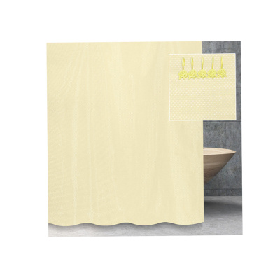 Штора F-B20Y для ванной комнаты с декоративными кольцами, жаккартовая, бежевая (180 х 200 см, 75 гр