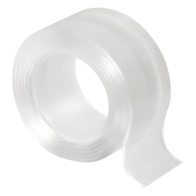 Нано-лента двусторонняя клейкая многоразовая, прозрачная усиленная, 1м, ширина 30 мм арт.108113