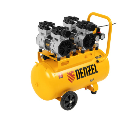 Компрессор безмаслянный малошумный DLS 1500/50, 1500 Вт, 2х750, 50 л, 260 л/мин// Denzel