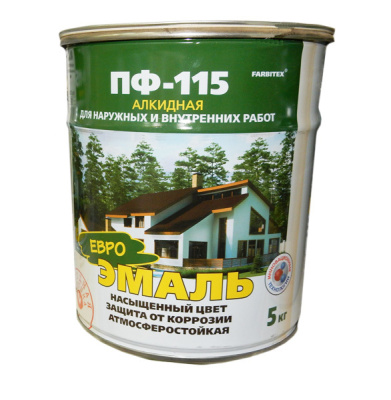 Эмаль ПФ-115 алкидная ярко-зеленый (5,0 кг) FARBITEX