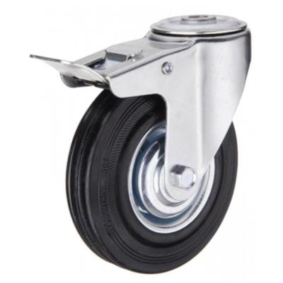 Колесо промышлен. поворот. под болт с торм. М12  160мм (207-160)