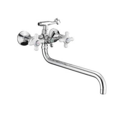 Смеситель для ванны двуручный с длинным изливом с шар.перекл. Р2763