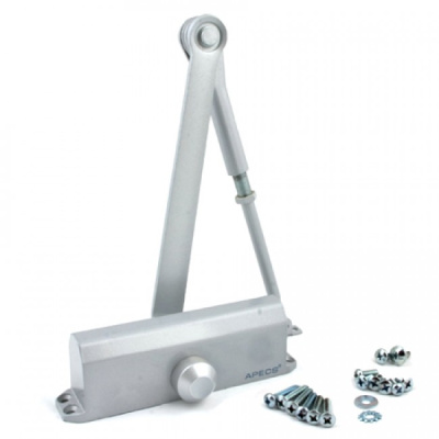 Доводчик Apecs (100-120кг, -40С) белый функция фиксации в открытом положении