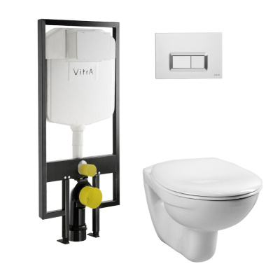 Инсталляция Vitra Normus (748-5800-01)+унитаз+микролифт+кнопка (740-0680) гл.хром.