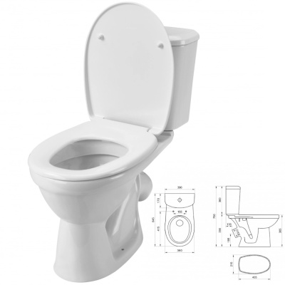 Унитаз-компакт "Бореаль" антивсплеск, косой, 1-реж, ПОЛИПРОПИЛЕН