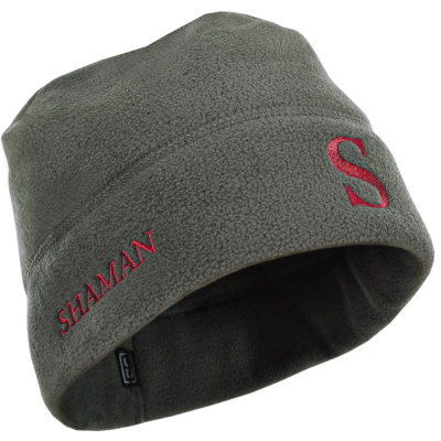 Шапка мужская зимняя (SHAMAN) флис серый (красная вышивка) (59 (L)