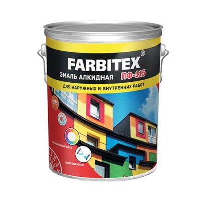 Эмаль ПФ-115 алкидная Красный  (5 кг) FARBITEX