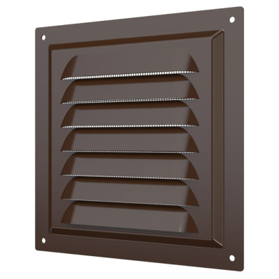 Решетка вентиляционная с покрытием полимерной эмалью, с сеткой 150х150, Сталь,коричневая