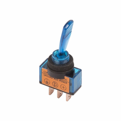 Тумблер 12V 20А (3c) ON-OFF однополюсный  с синей подсветкой  REXANT, 36-4371