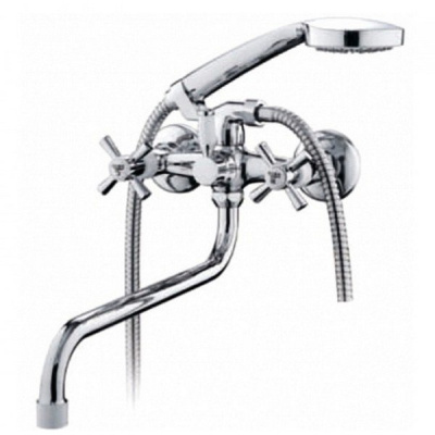 Смеситель ванн керам.кран-букса FRUD встр/диверт,руч/крест,бел/хром R22118-7