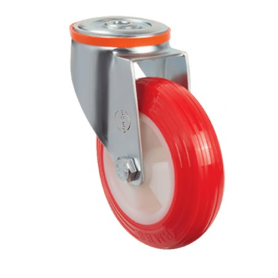 Колесо  полиуретановое поворотное под болт M12  125 мм ( EM04 ZKP 125 ), диск-полиамид