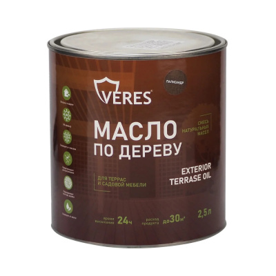 МАСЛО ПО ДЕРЕВУ "EXTERIOR TERRASE OIL" ДЛЯ НАРУЖНЫХ РАБОТ ПАЛИСАНДР 2,5 Л (1/6) "VERES"