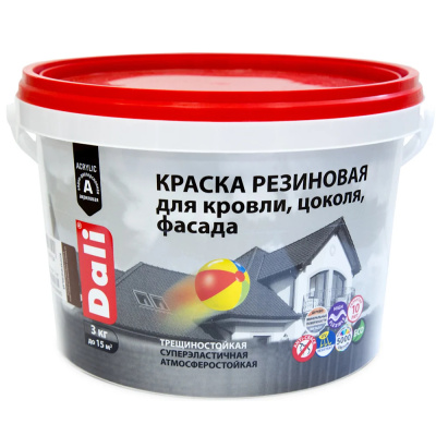 КРАСКА РЕЗИНОВАЯ "DALI" ЧЕРНАЯ 3 КГ (1) "РОГНЕДА"