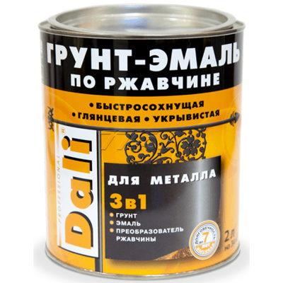 ГРУНТ- ЭМАЛЬ ПО РЖАВЧИНЕ "DALI"  3 В 1 УЛЬТРАМАРИН (RAL 5002)  2 Л (3) "РОГНЕДА"