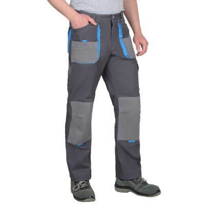 Брюки "Двин" т.серые со средне серым и голубой отделкой р.  88-92/182-188