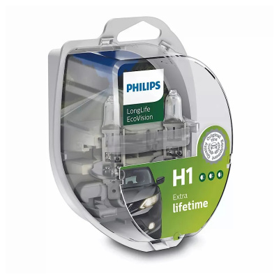 Лампа авт. 12V (увелич.срок службы) H1 55W P14,5s (комплект: 2 шт.) LongLife Philips