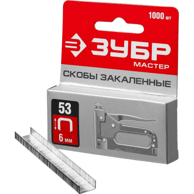 Скобы для степлера (31625-06) ЗУБР тип 53 (A/10/JT21)  6 мм, 1000 шт, калибр 23GA